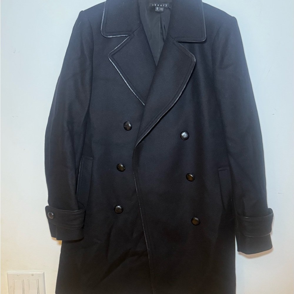 Theory Women’s Black Double-Breasted Pea Coat